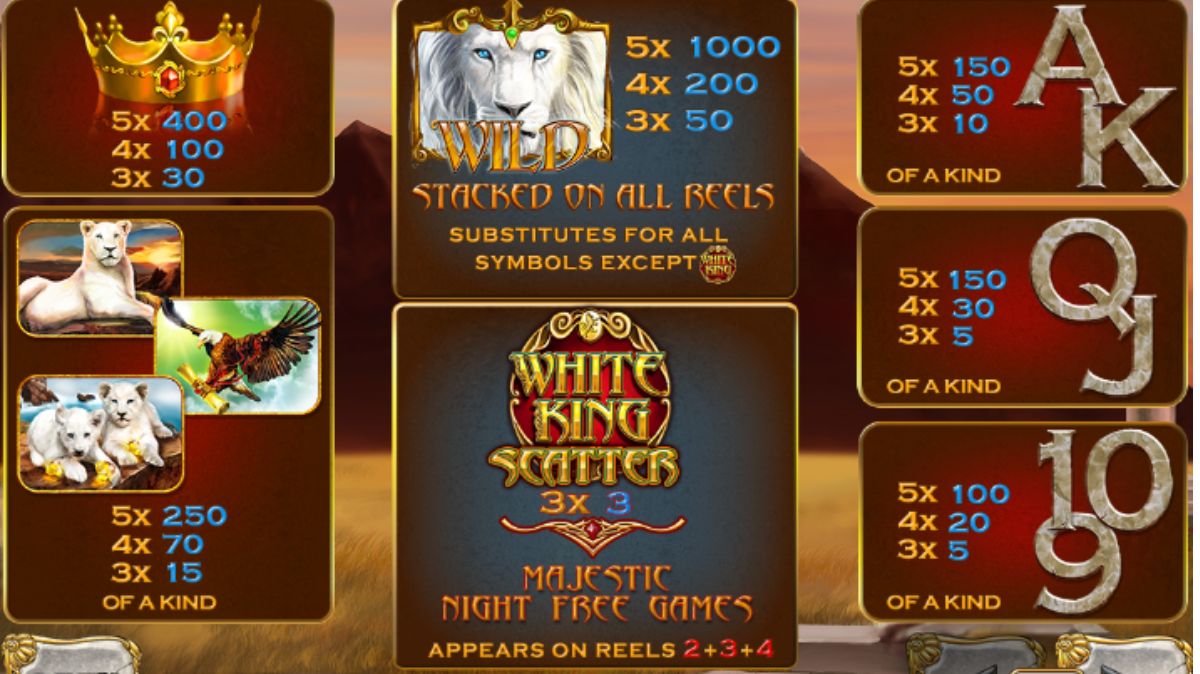 White King Slot - Paytable - jk8slots