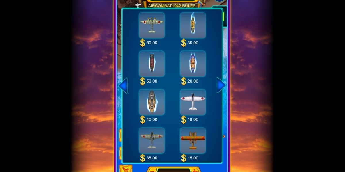 Air Combat 1942 Fishing - Paytable 1 - jk8slots